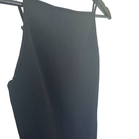 Zara Black Sleeveless Square Neckline Mini Knit Bodycon Dress Small - Picture 6 of 12